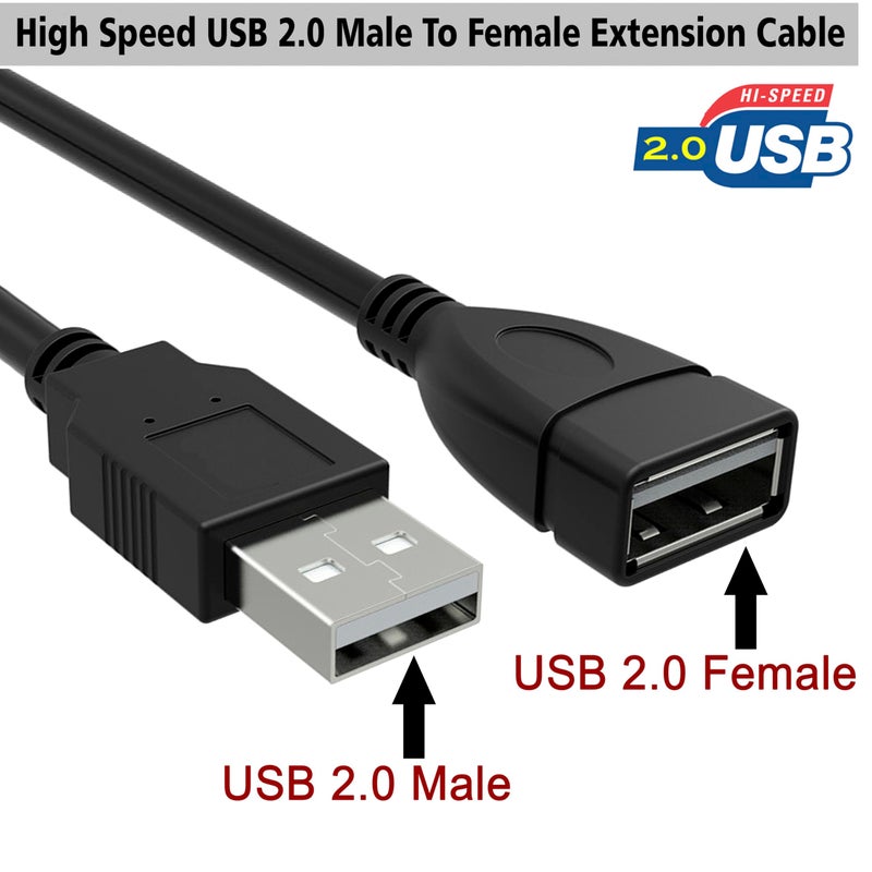 SaiTech IT 4 Pack (15cm - 6inch) Adjustable Flexible USB 2.0 Male to Female Extension Plug/Socket Adapter Cable - Shortest USB 2.0 Extension Cable - Image 3